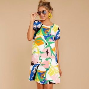 NWT!! White Tropical Print Dress!